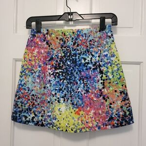 B SKINZ GOLF 15" SKORT WOMEN Small Multicolor Dots PERFORMANCE STRETCH